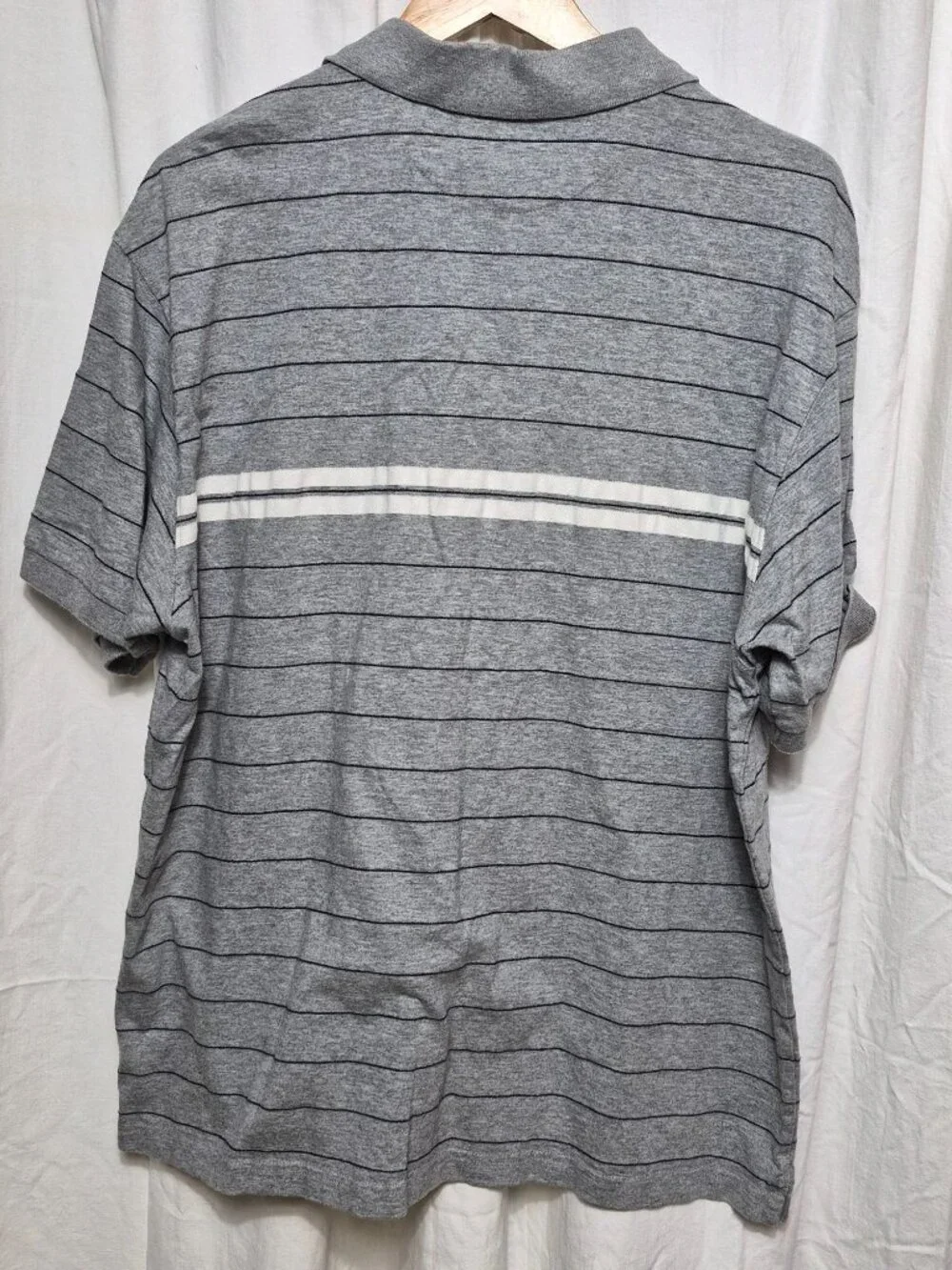 Chaps Ralph Lauren XL Vintage Grey Strip Logo Classic 90s Designer Polo Shirt